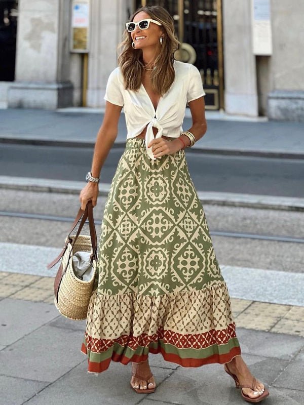 Levoire | Femme Bohème style ethnique imprimé couture jupe