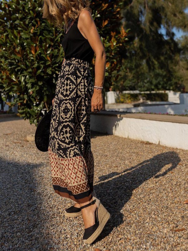 Levoire | Femme Bohème style ethnique imprimé couture jupe