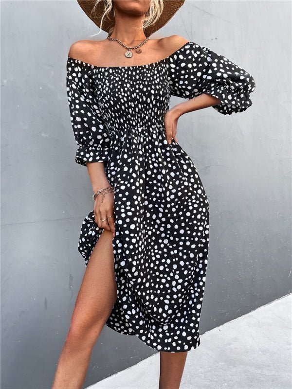 Levoire | Femme Mode de Loisirs Découpe Carré En-Un Découpe Deux-Porter Rétro Imprimé Léopard Robe Noir