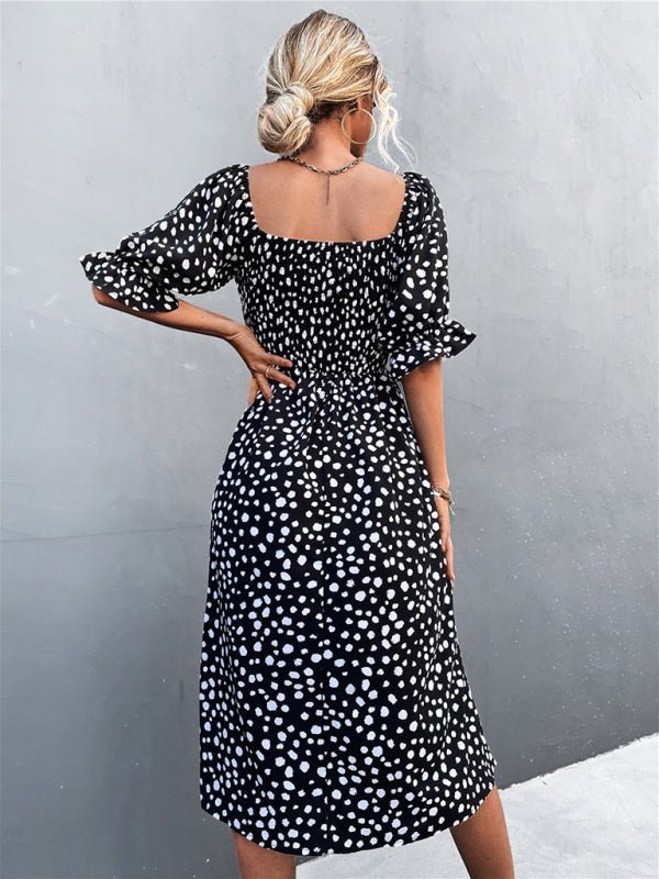 Levoire | Femme Mode de Loisirs Découpe Carré En-Un Découpe Deux-Porter Rétro Imprimé Léopard Robe