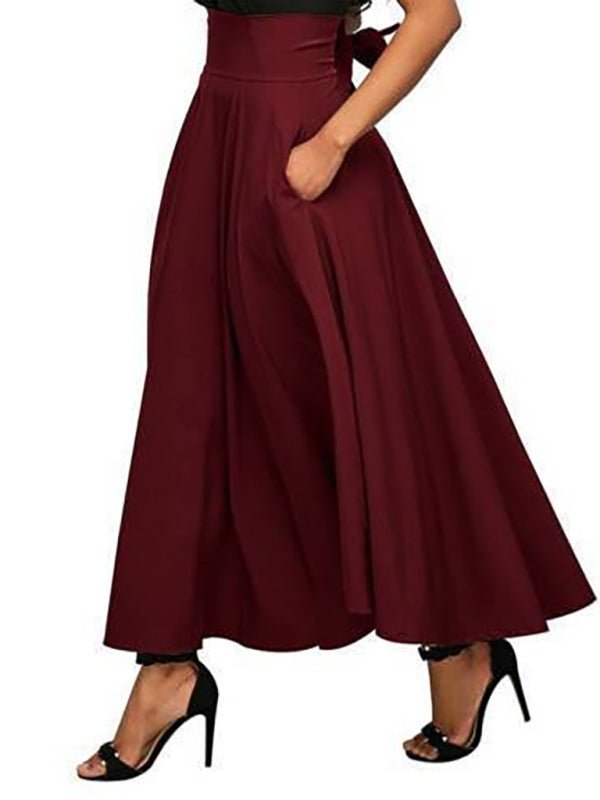 Levoire | Femme Loisirs Taille Haute Lacets Jupe Rouge vin