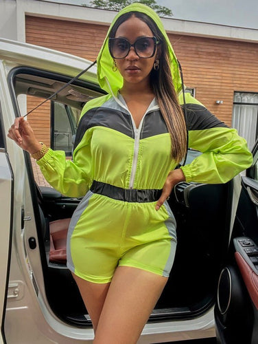 Levoire | Femme Loisirs Épissage Couleur Contraste Zip Énteiler Shorts