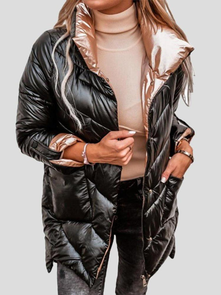 Levoire | Veste À Manches Longues Avec Col Montant Brillant Et Poches