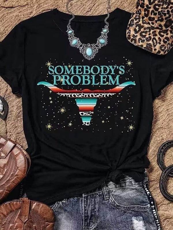 Levoire | Femme Cowboy Graphique T-shirt Noir