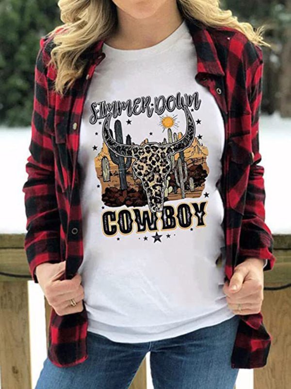 Levoire | Femme Cowboy Graphique T-shirt Blanc