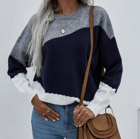Levoire | Femmes Col rond Tricot lâche Rayé Gris
