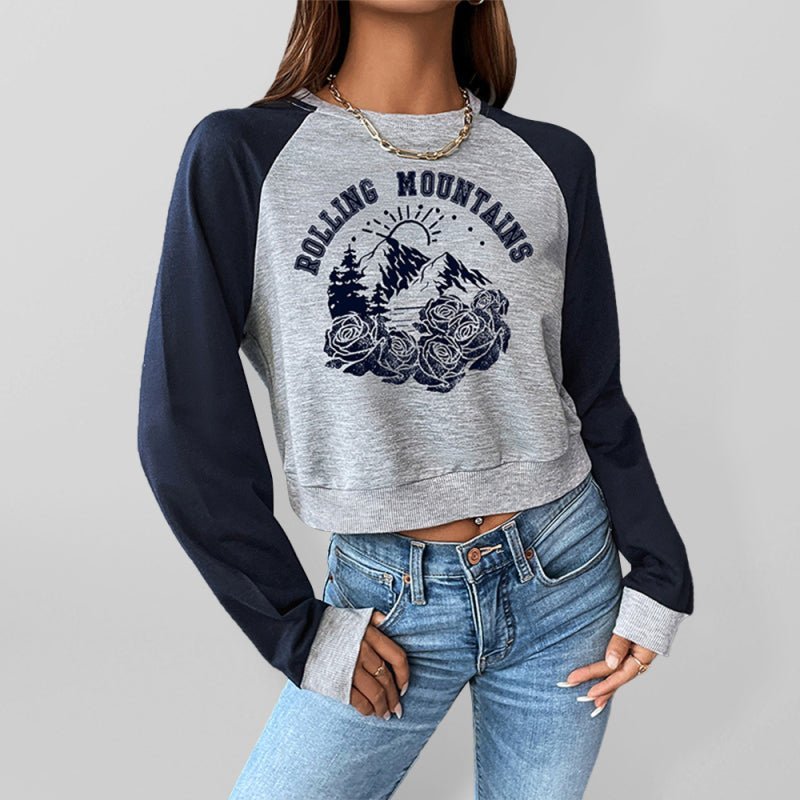 Levoire | Femme Crop Raglan Manches Longues Graphique Sweat à Capuche Must