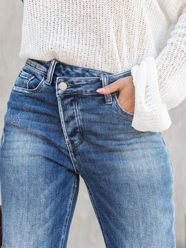 Levoire | Femme Denim lavé Taille Haute tendance décontracté Design Pantalons taille haute