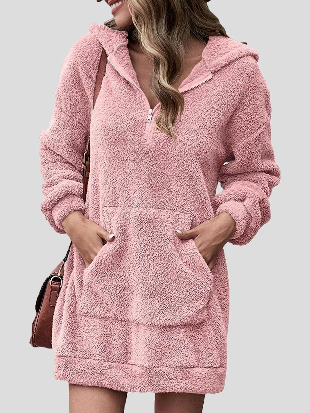 Levoire | Robe À Manches Longues, Fermeture Éclair Et Poches Pour Femmes Rosa