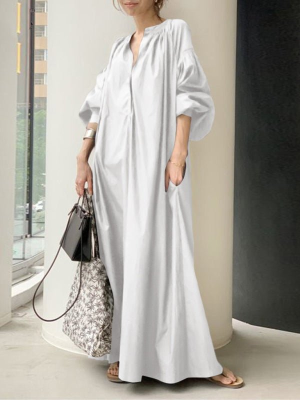 Levoire | Femme Élégante Robe Chemise Sans Manches à Boules Blanc