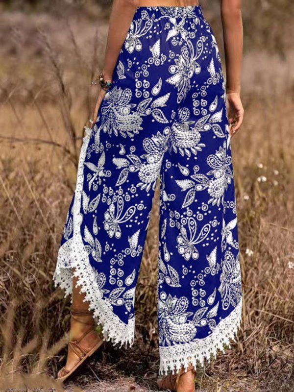 Levoire | Femmes style ethnique impression couture pantalons pointus
