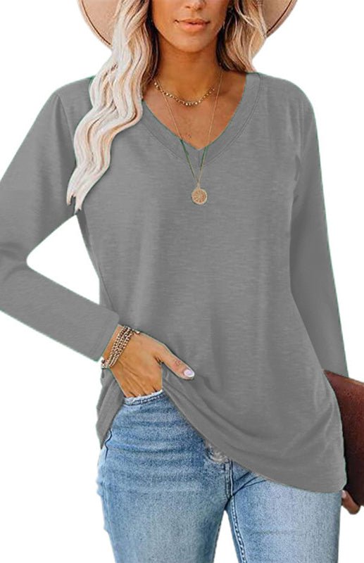 Levoire | Vêtements pour femmes Rento Uni Col en V Blouses Gris neutre