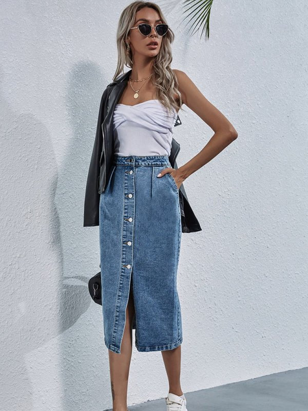 Levoire | Vêtements pour femmes Jupe en jean taille haute à une rangée