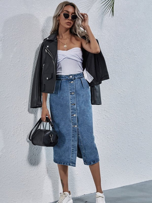 Levoire | Vêtements pour femmes Jupe en jean taille haute à une rangée