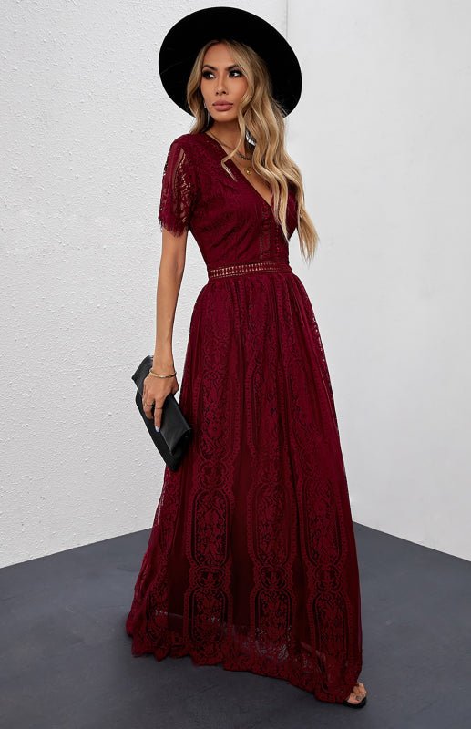 Levoire | Femme Remplissez Votre Cœur Robe Maxi Vague Rouge vin