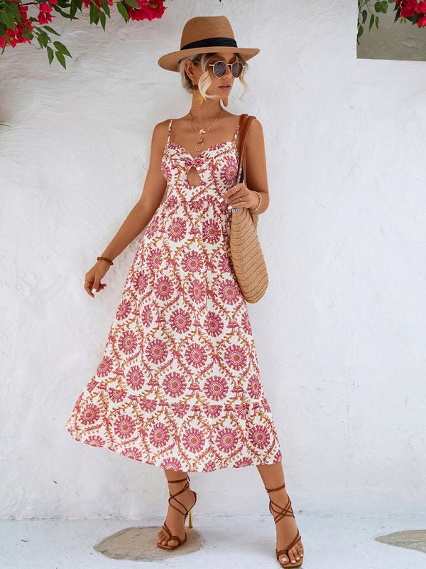 Levoire | Dame Floral Décontracté Resort Robe à Fente Rosa