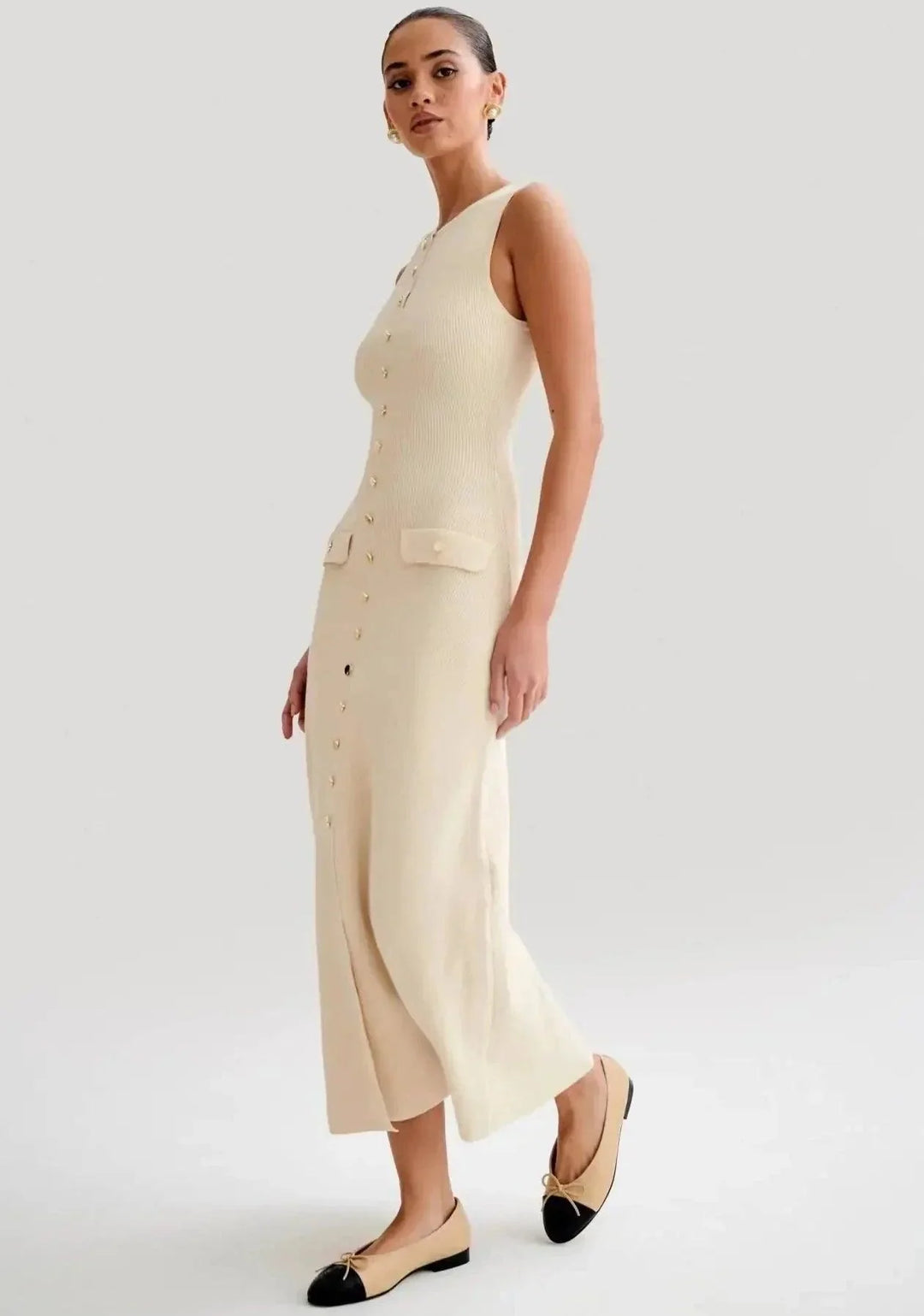 Levoire | Robe Maxi Tricot Sans Manches Femme Ajustée Élégante & Polyvalente