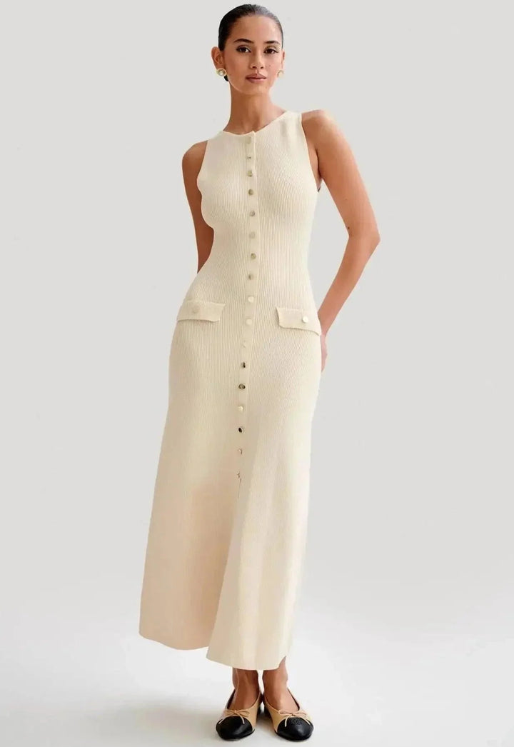 Levoire | Robe Maxi Tricot Sans Manches Femme Ajustée Élégante & Polyvalente