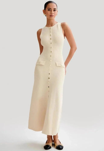 Levoire | Robe Maxi Tricot Sans Manches Femme Ajustée Élégante & Polyvalente