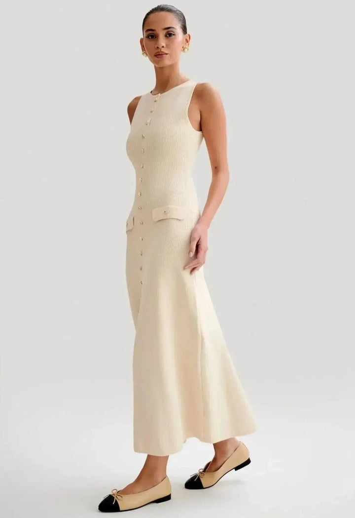 Levoire | Robe Maxi Tricot Sans Manches Femme Ajustée Élégante & Polyvalente