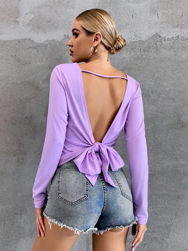 Levoire | Femme trou dos lacé t-shirt à manches longues