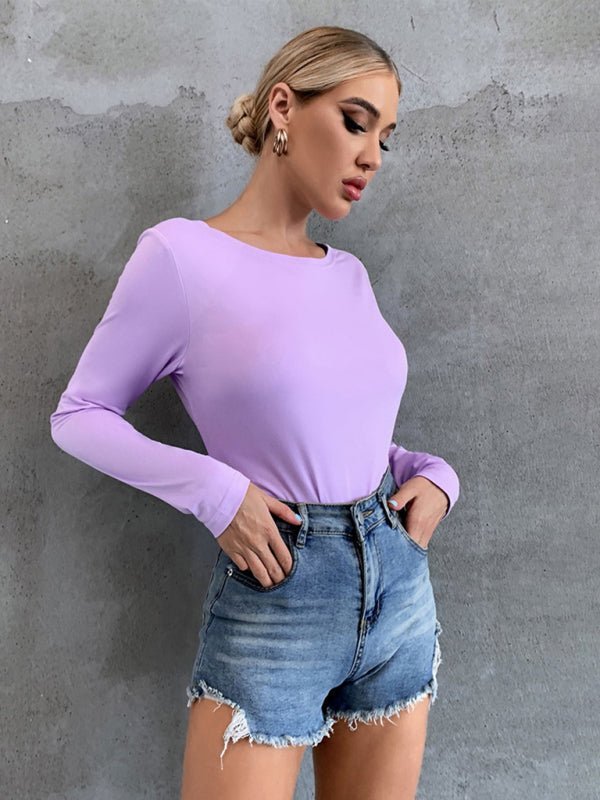 Levoire | Femme trou dos lacé t-shirt à manches longues Violet