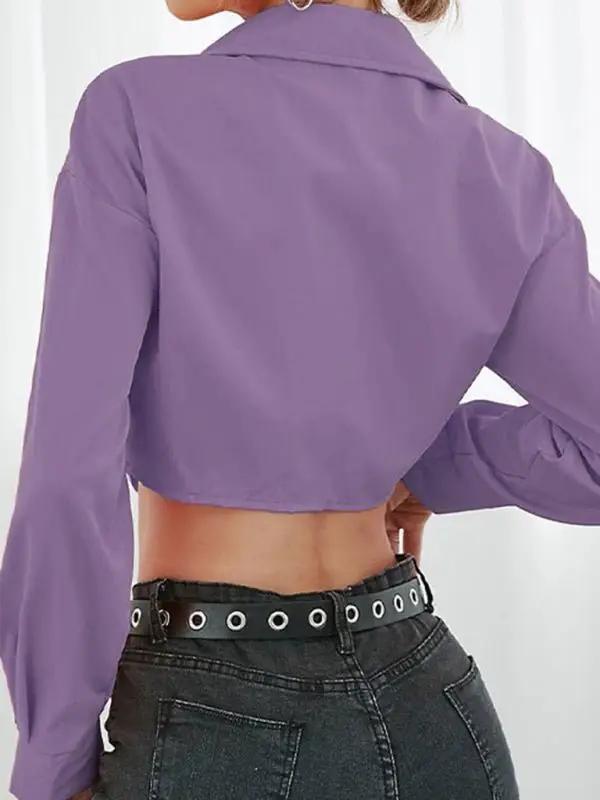Levoire | Femmes Inégalement Bord Revers Élégant Chemise à Manches Longues