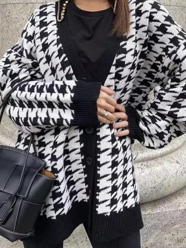 Levoire | Femmes Tricoté Bouton Pression Devant Manches Longues V-U-découpe Cardigan