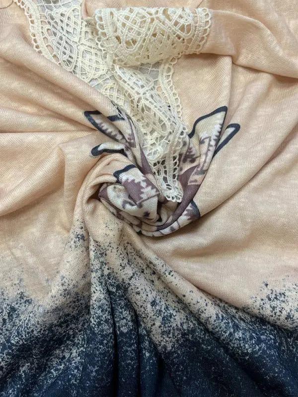 Levoire | Femmes Tricot Casual Western Imprimé Dentelle Haut