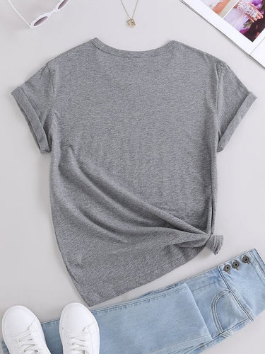 Levoire | Femmes Tricot Col Rond Motif À Carreaux Manches Courtes T-shirt