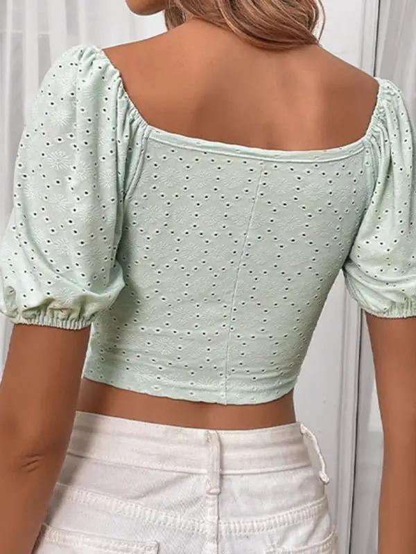 Levoire | Femme Mini Cut Out Double Bordé Carré Col Blouse