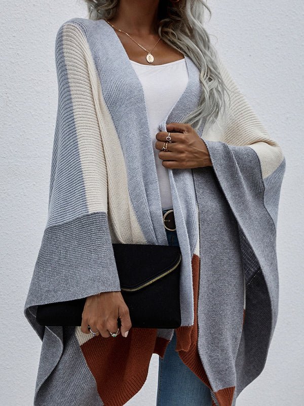 Levoire | Femme à carreaux surdimensionné loose pull en tricot Gris Brumeux