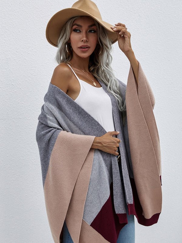 Levoire | Femme à carreaux surdimensionné loose pull en tricot Gris anthracite