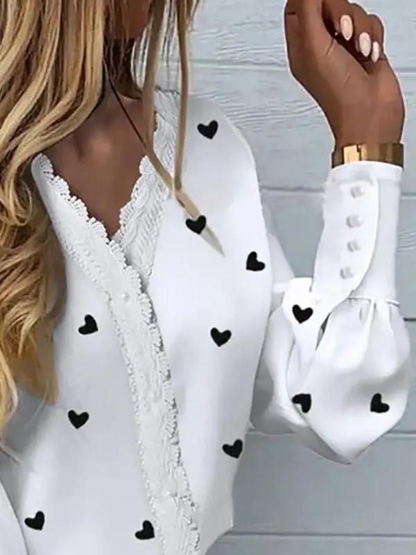 Levoire | Femmes Imprimé Pointu Manches Longues Blouse
