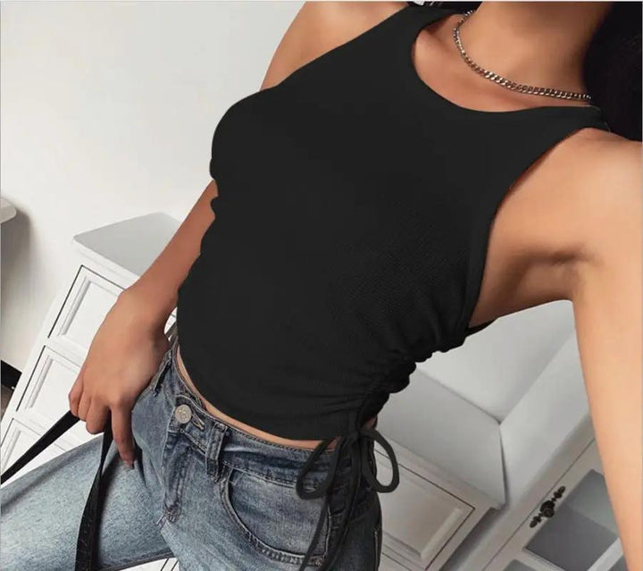 Levoire | Femme Ribcôte avec bretelles ajustables Débardeur Noir