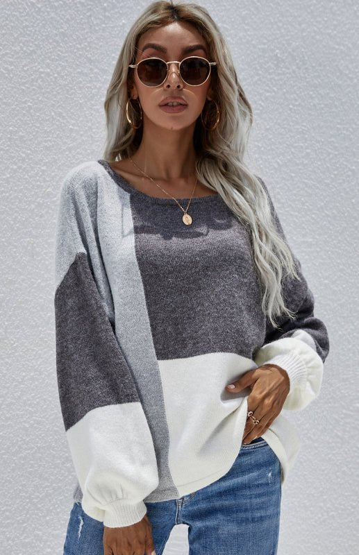 Levoire | Femmes Col Rond Dos Cordon Brodé Pull Gris anthracite
