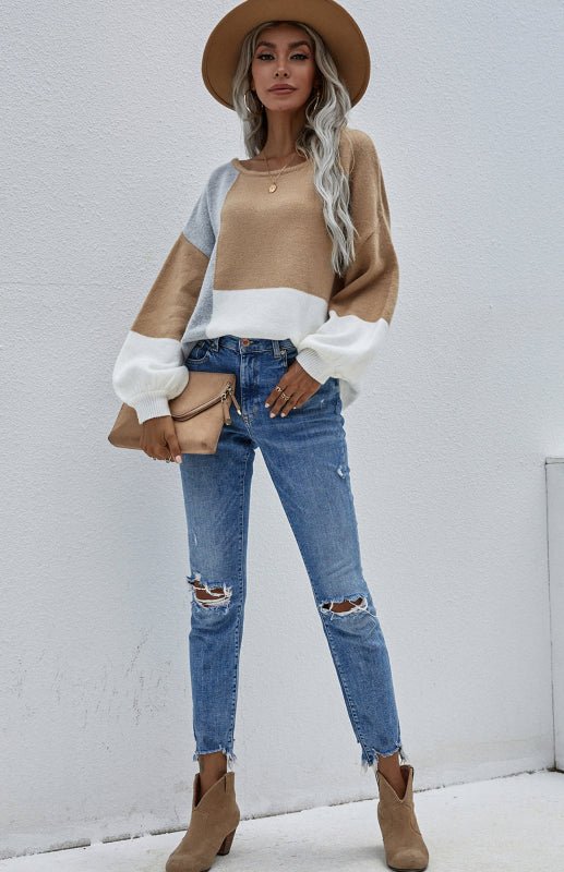 Levoire | Femmes Col Rond Dos Cordon Brodé Pull