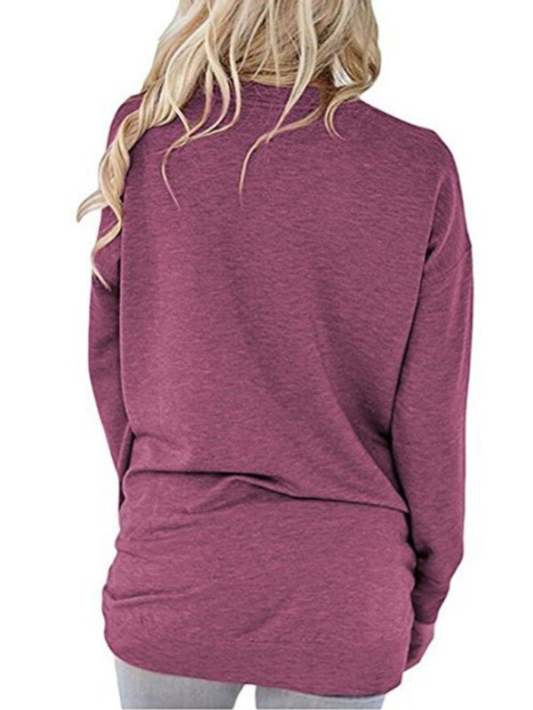 Levoire | Femme Col Rond Batman Manches Longues Poches Uni T-shirt Lâche