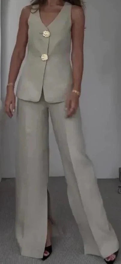 Levoire | Femmes Sexy Gilet & Pantalon Fendu Duo