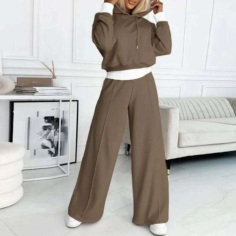 Levoire | Femmes Doux Deux Pièces Capuche Activewear Ensemble Braun