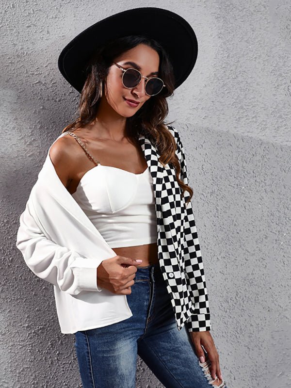 Levoire | Costume femme Col à carreaux zèbre brodé chemise