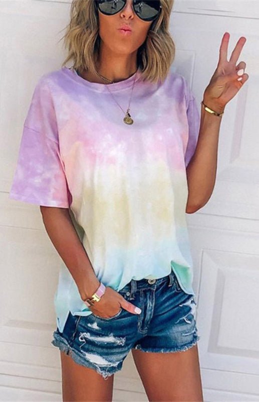 Levoire | Femme T-shirt Lache Imprimé Dégradé Tie Dye pour femmes
