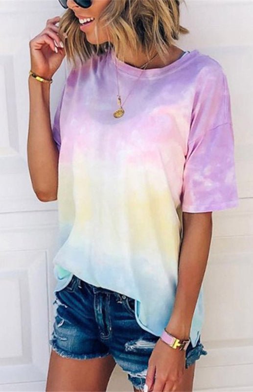 Levoire | Femme T-shirt Lache Imprimé Dégradé Tie Dye pour femmes