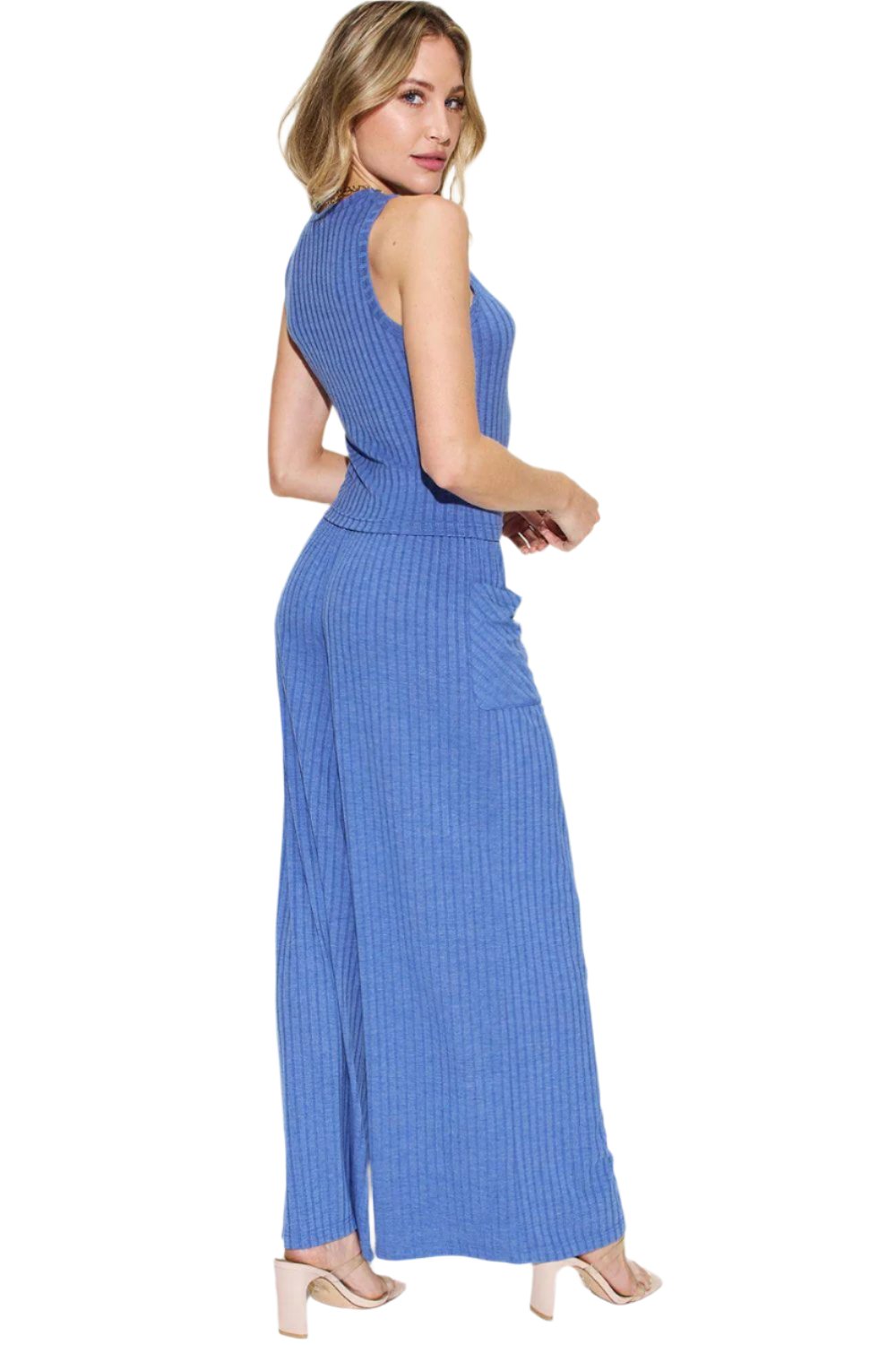 Levoire | Femmes Tendance Stretch Ripp Haut & Pantalon Large Ensemble