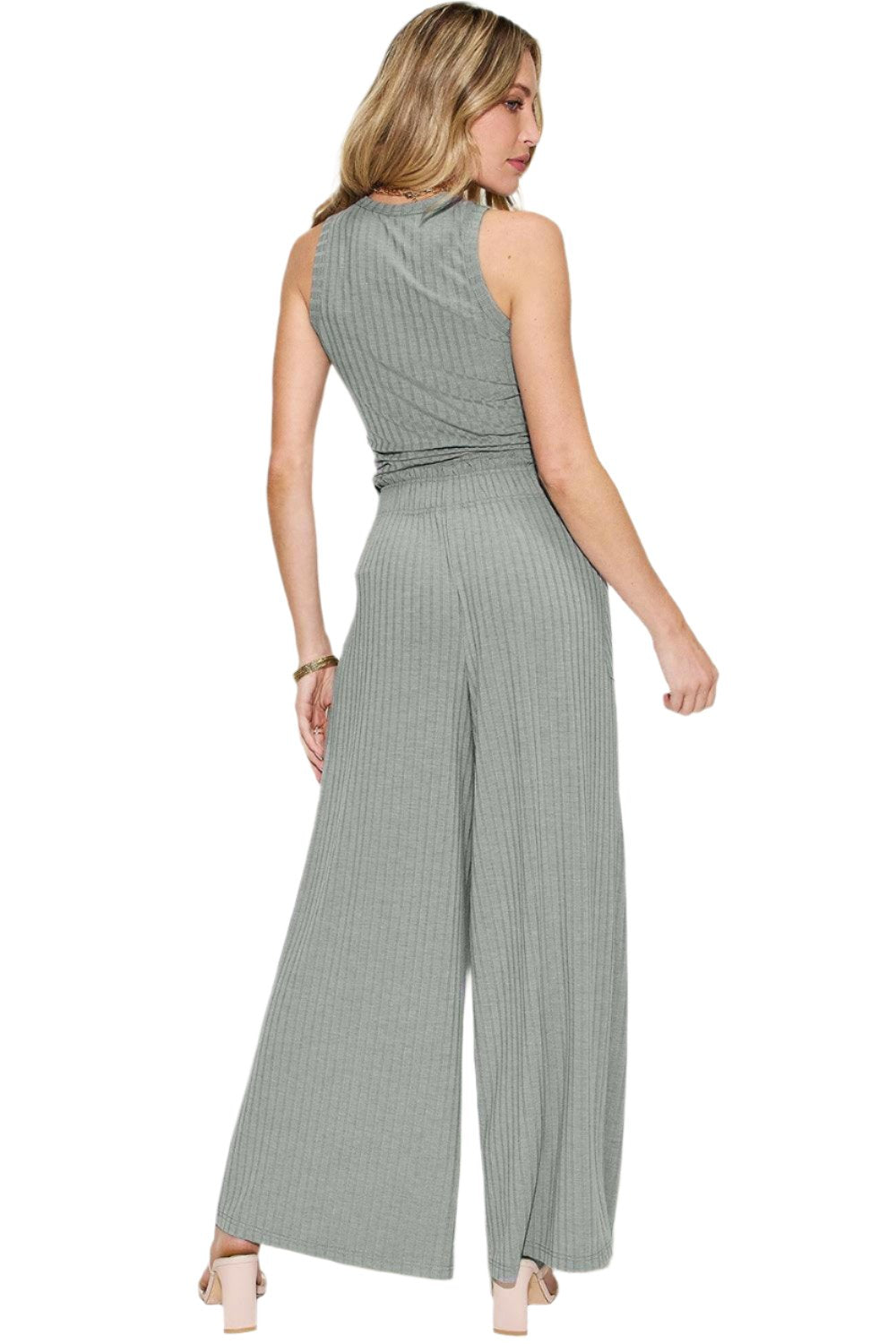 Levoire | Femmes Tendance Stretch Ripp Haut & Pantalon Large Ensemble