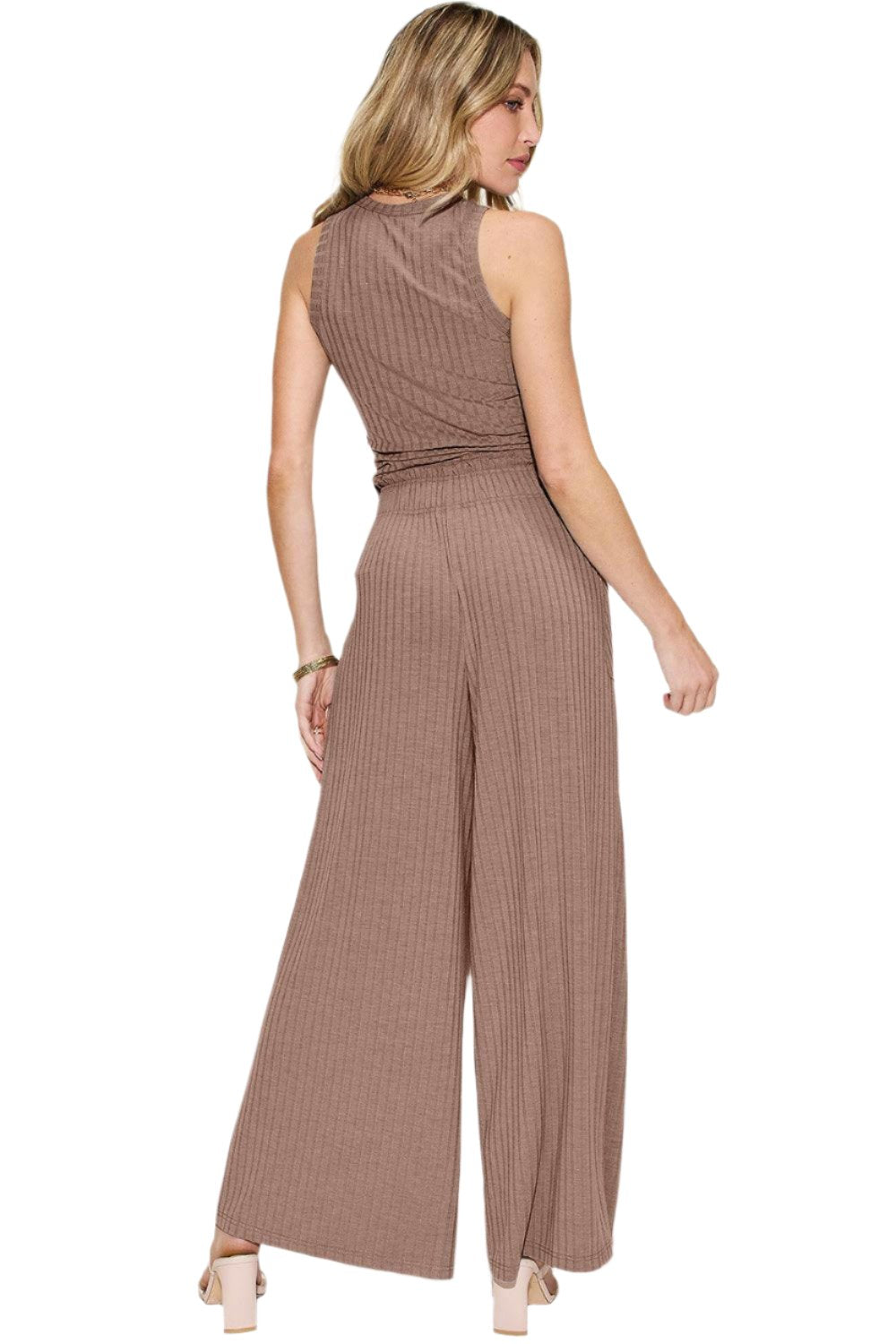Levoire | Femmes Tendance Stretch Ripp Haut & Pantalon Large Ensemble