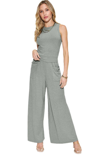 Levoire | Femmes Tendance Stretch Ripp Haut & Pantalon Large Ensemble