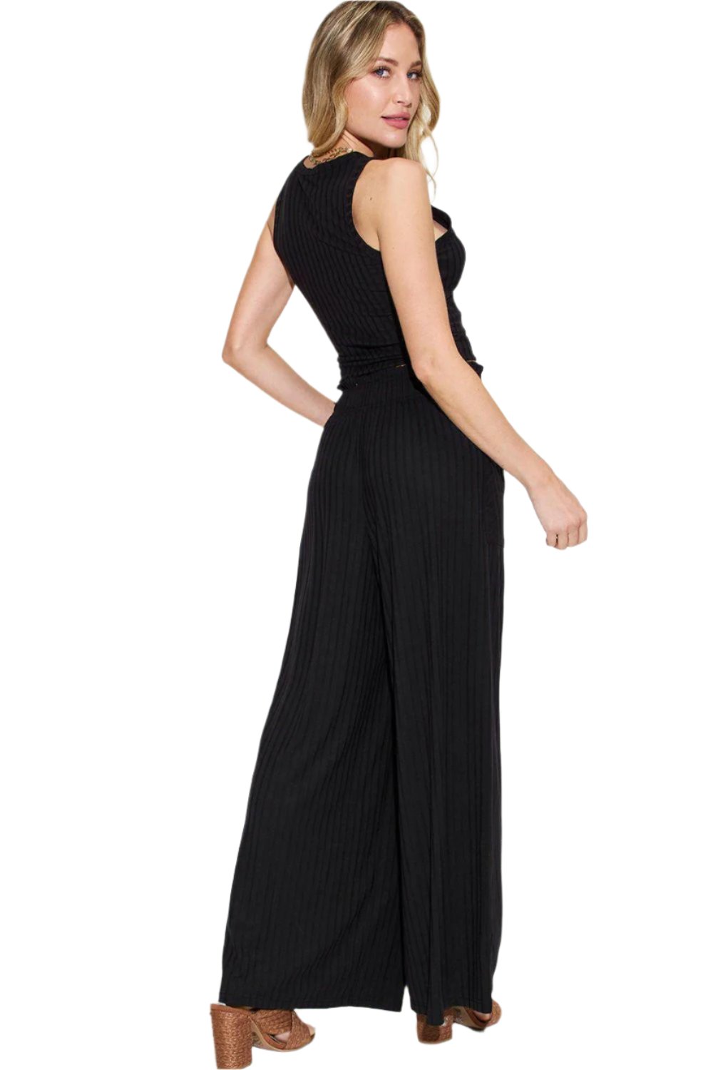 Levoire | Femmes Tendance Stretch Ripp Haut & Pantalon Large Ensemble