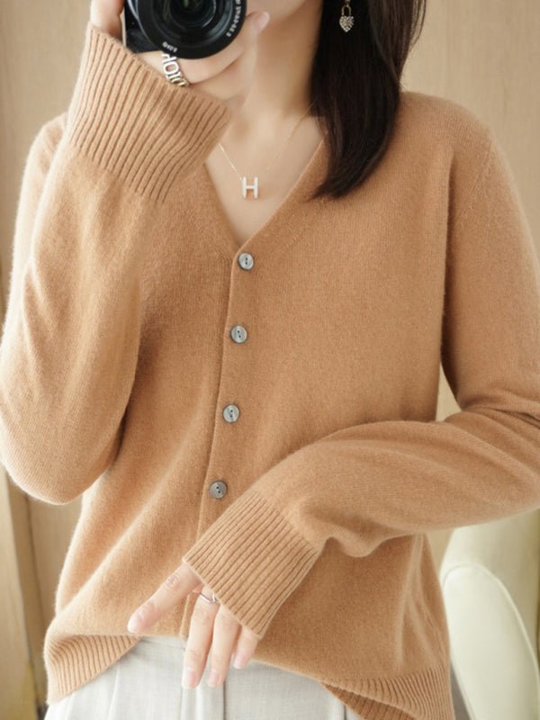 Levoire | Femme V-neck Boutonnage Manches Longues Cardigan