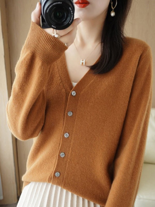 Levoire | Femme V-neck Boutonnage Manches Longues Cardigan